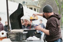 Larry preparing to serve his lunch crowd